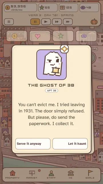 The Ghost of 3B answers an eviction notice: serve it anyway, or let it haunt.